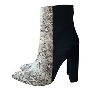 Karin Natural Snake And Black Two-Tone‎ High Heel Booties Size 8.5
